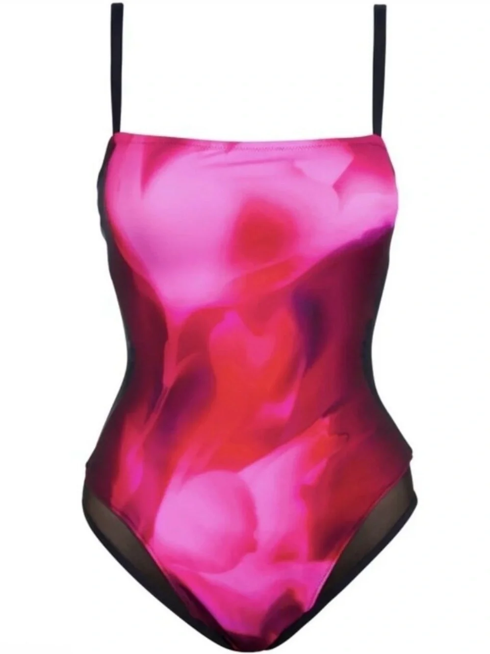 New Ta3 Squarey Mesh Contour Swimsuit Rouge Hyper Floral